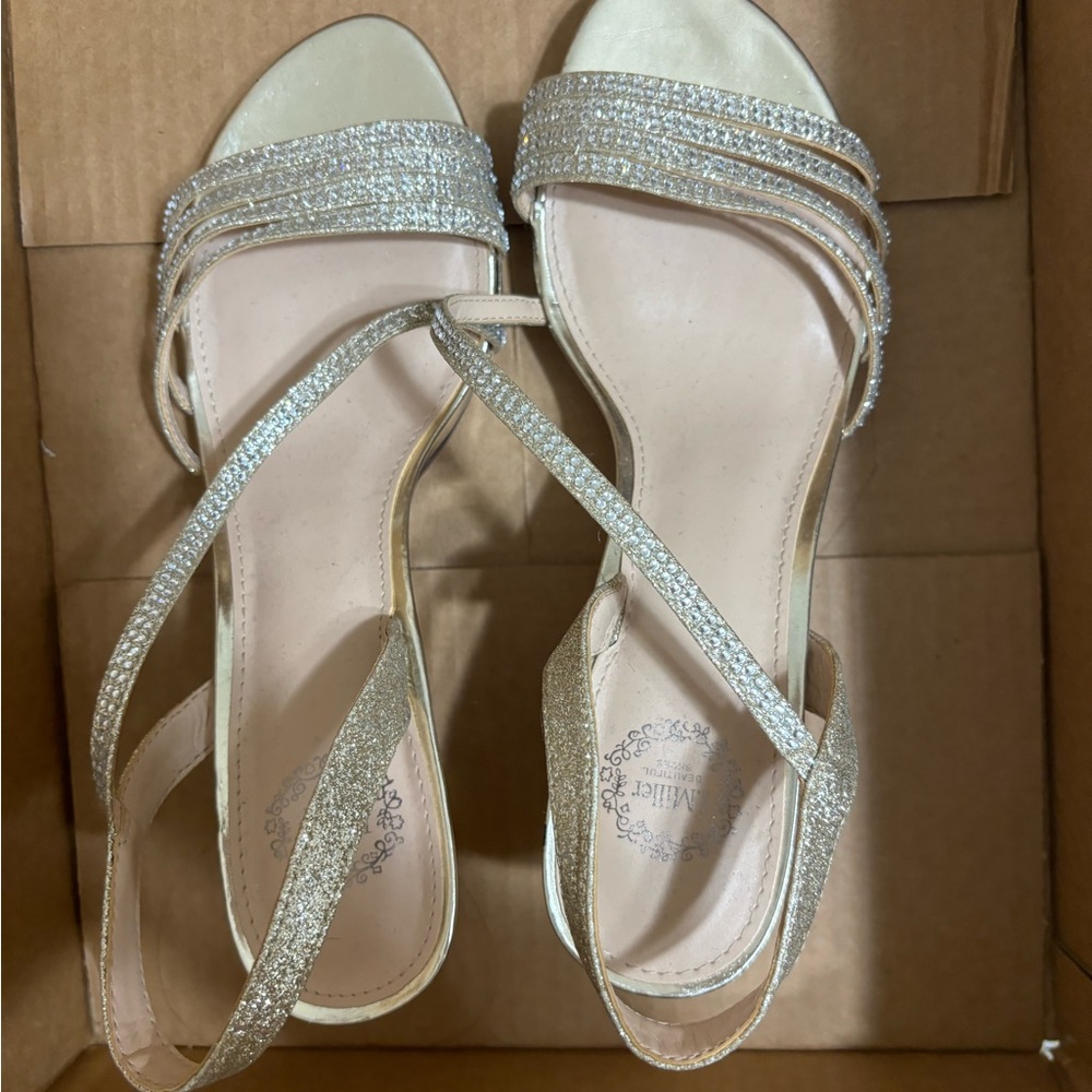 Gold high heels size 8